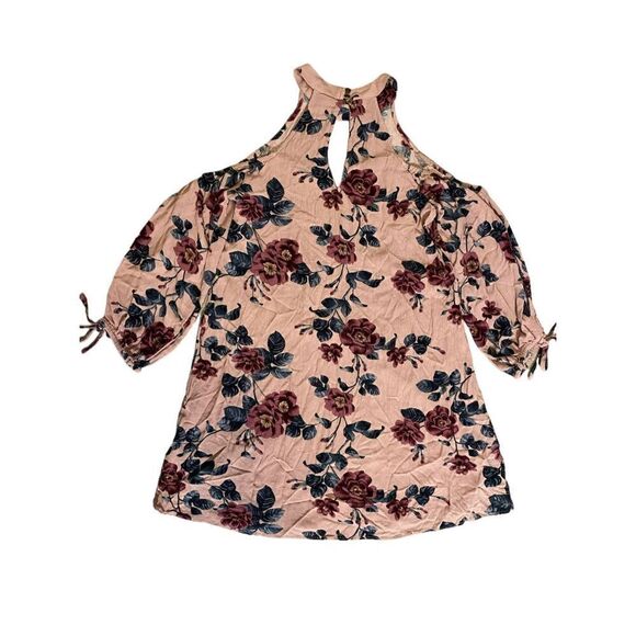 American Eagle Outfitters Pink Floral Cold Shoulder Mini Dress | Size S - Picture 2 of 3